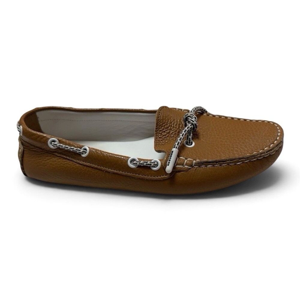 MaxMara Brown Leather Driving Loafers Shoes Moccasins Flat 37 US 6 Luxe